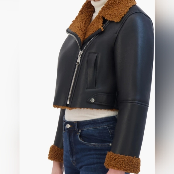 REBECCA MINKOFF Faux Shearling Moto Jacket. Sz S. MSRP $298 NWT - Picture 5 of 15